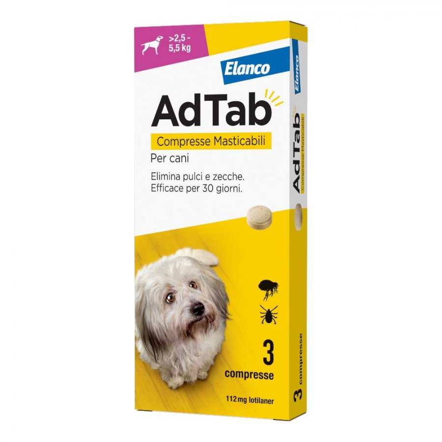 AdTab 3 Compresse Masticabili 112 mg - Per Cani da 2,5 a 5,5 Kg