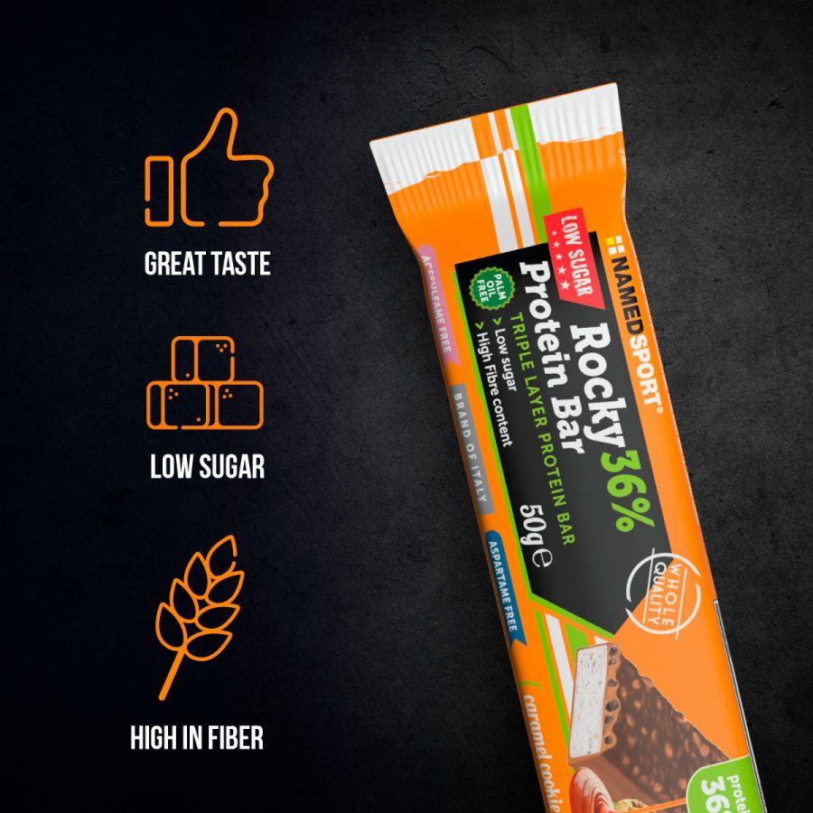 Named Sport Rocky 36% Protein Barretta Biscotto/Caramello 50g