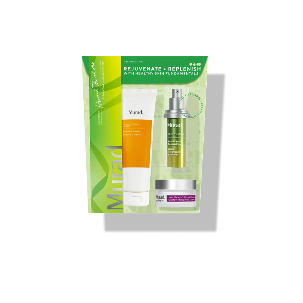 MURAD REJUVENATE + REPLENISH WITH HEALTHY SKIN FUNDAMENTALSKIT ENVIRONMENTAL SHIELD ESSENTIAL C CLEANSER + RESURGENCE RETINOL YOUTH RENEWAL SERUM + HYDRO DYNAMIC ULTIMATE MOISTURE