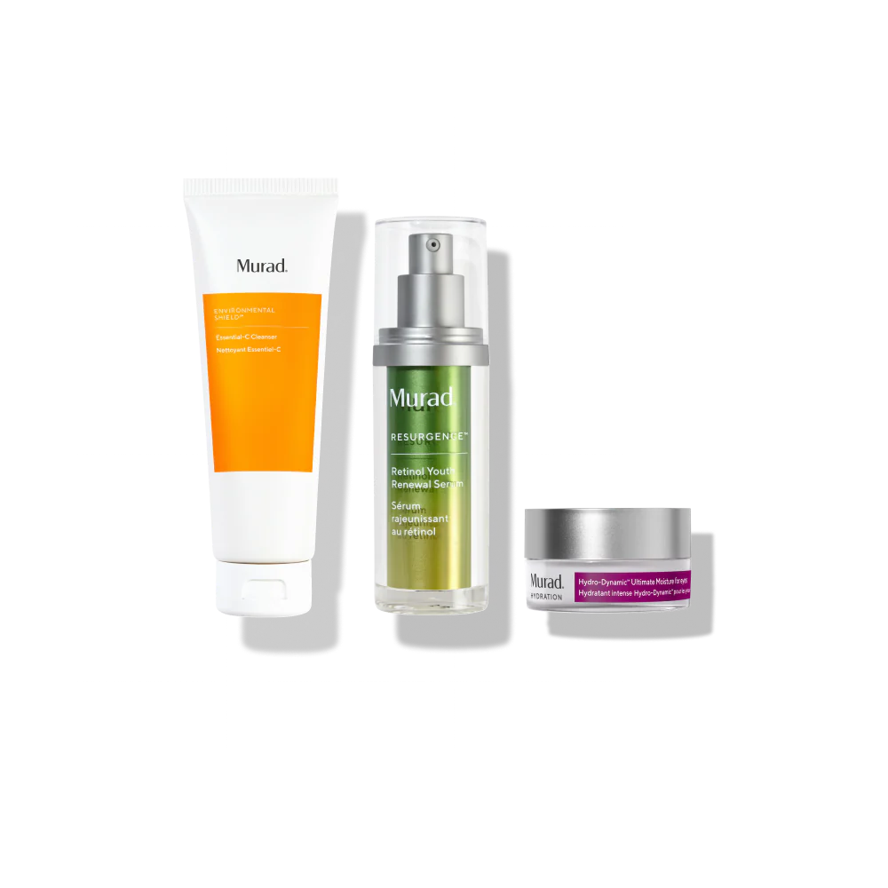 MURAD REJUVENATE + REPLENISH WITH HEALTHY SKIN FUNDAMENTALSKIT ENVIRONMENTAL SHIELD ESSENTIAL C CLEANSER + RESURGENCE RETINOL YOUTH RENEWAL SERUM + HYDRO DYNAMIC ULTIMATE MOISTURE