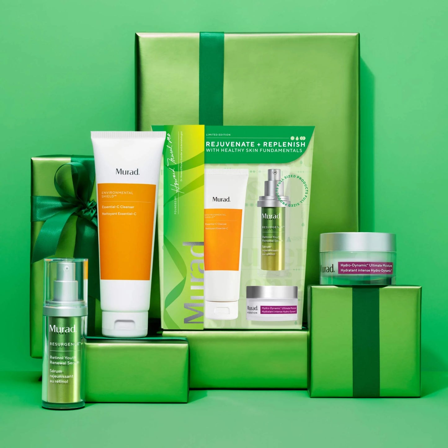 MURAD REJUVENATE + REPLENISH WITH HEALTHY SKIN FUNDAMENTALSKIT ENVIRONMENTAL SHIELD ESSENTIAL C CLEANSER + RESURGENCE RETINOL YOUTH RENEWAL SERUM + HYDRO DYNAMIC ULTIMATE MOISTURE