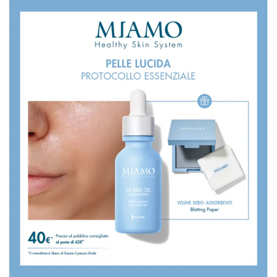 Miamo Cofanetto Protocollo Pelle Lucida - Miamo Oil Free Gel 30 ml + Veline siero assorbenti