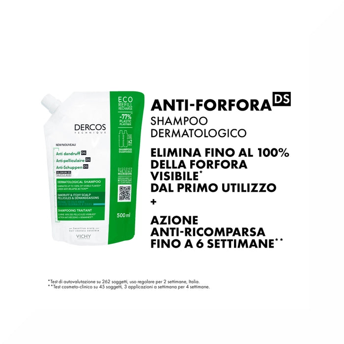 Vichy Dercos FT Shampoo Antiforfora Ds Capelli Da Normali A Grassi Eco -Ricarica 500ml