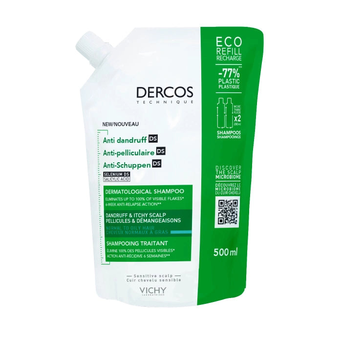 Vichy Dercos FT Shampoo Antiforfora Ds Capelli Da Normali A Grassi Eco -Ricarica 500ml