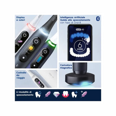 Oral-B Spazzolino Elettrico Ricaricabile iO 8S Nero, 2 Testine, 1 Custodia Da Viaggio, 1 Spazzolino