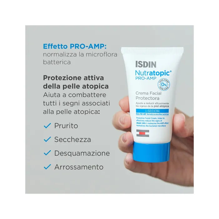 ISDIN Nutratopic Pro-Amp Crema Viso Prevenzione Cura Riduzione Segni Visibili Dermatite Atopica Viso Bambino
