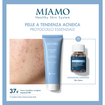 Miamo Cofanetto Protocollo Pelle a Tendenza Acneica - Miamo Acnever Cream 50 ml + Miamo Skin Detox 60 capsule