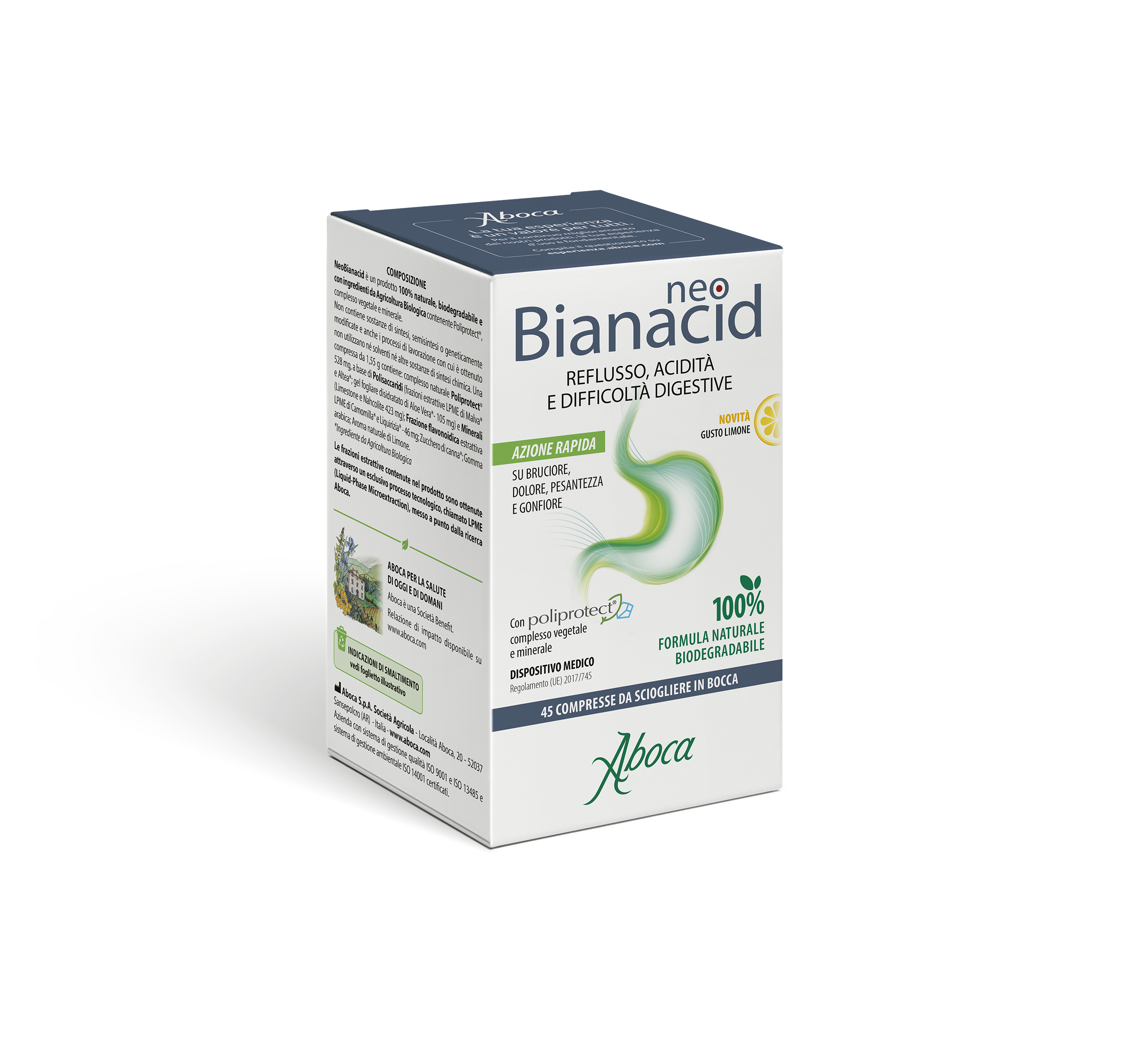 Aboca NeoBianacid 45 Compresse Masticabili Gusto Limone - Aboca NeoBianacid 45 Compresse Masticabili Gusto Limone