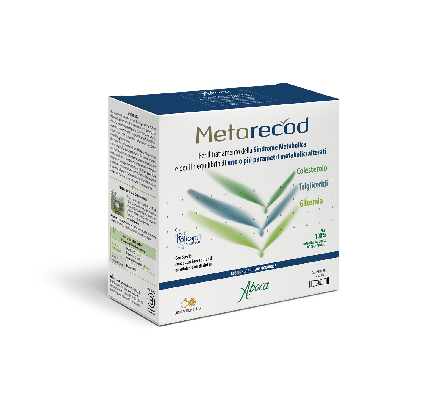 Aboca Metarecod 40 Bustine Granulari Gusto Arancia e Pesca
