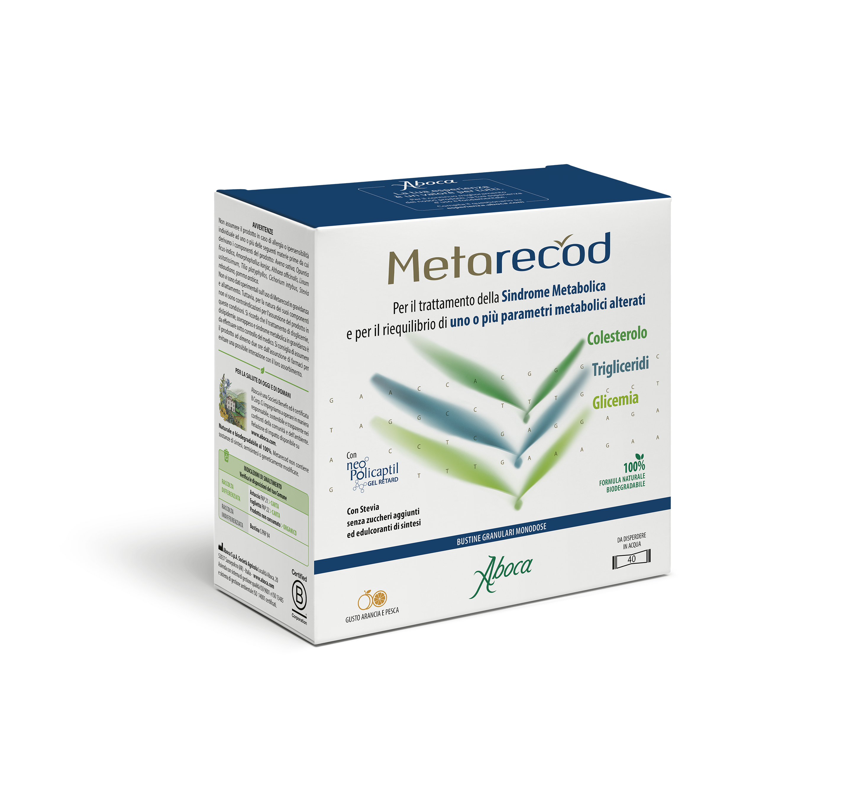 Aboca Metarecod 40 Bustine Granulari Gusto Arancia e Pesca