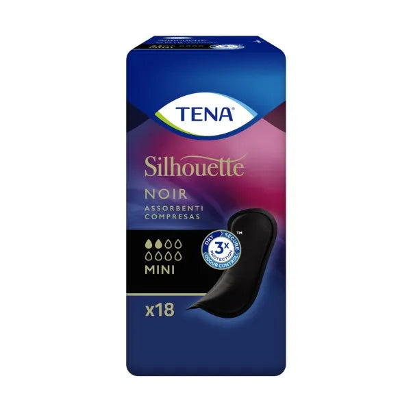 Tena Silhouette Noir Mini Assorbente Nero Incontinenza Leggera 18 Pezzi - Tena Silhouette Noir Mini Assorbente Nero Incontinenza Leggera 18 Pezzi