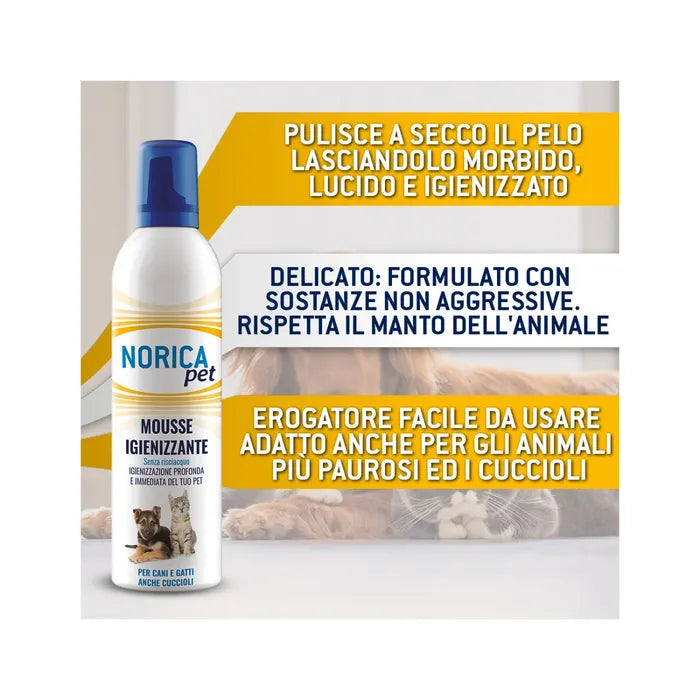 Norica Pet Mousse Igienizzante Per Cani E Gatti 400ml - Norica Pet Mousse Igienizzante Per Cani E Gatti 400ml