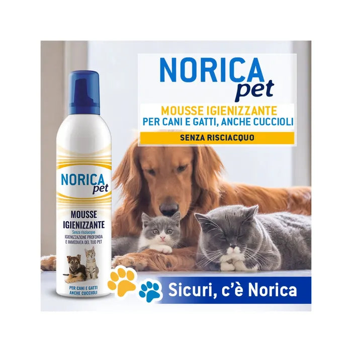 Norica Pet Mousse Igienizzante Per Cani E Gatti 400ml - Norica Pet Mousse Igienizzante Per Cani E Gatti 400ml