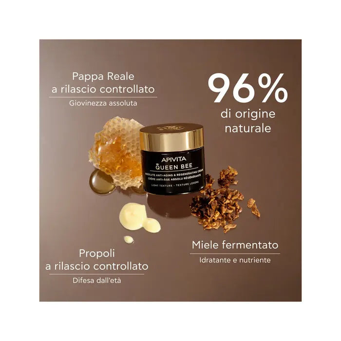 Apivita Queen Bee Light Crema Viso Anti-Età Assoluta&Rigenerante Texture Leggera 50ml