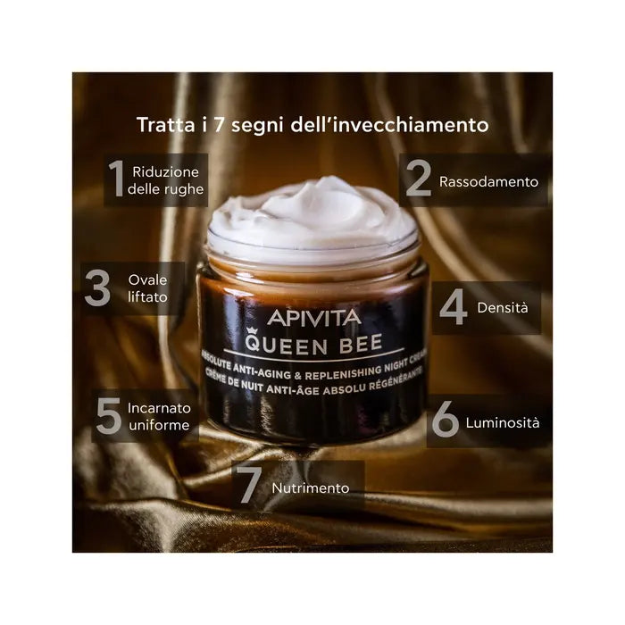 Apivita Queen Bee Night Crema Viso Notte Anti-Età Assoluta&Rimpolpante 50ml