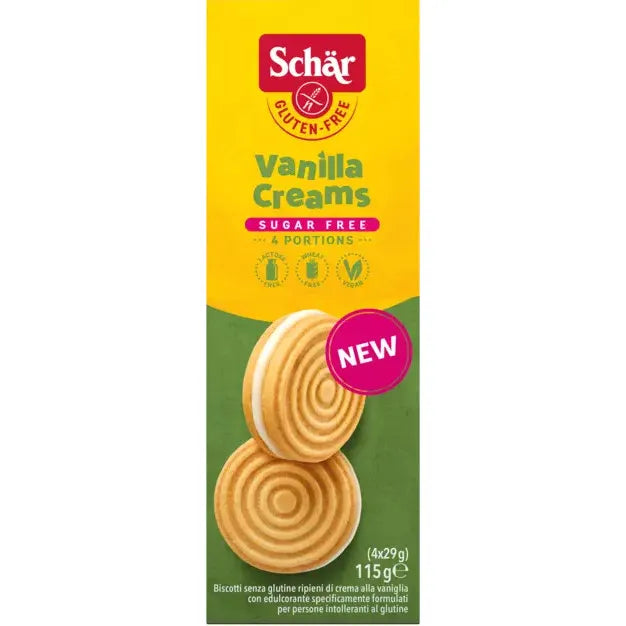 Schar Biscotti Con Crema Di Vaniglia Senza Zucchero 115g - Schar Biscotti Con Crema Di Vaniglia Senza Zucchero 115g