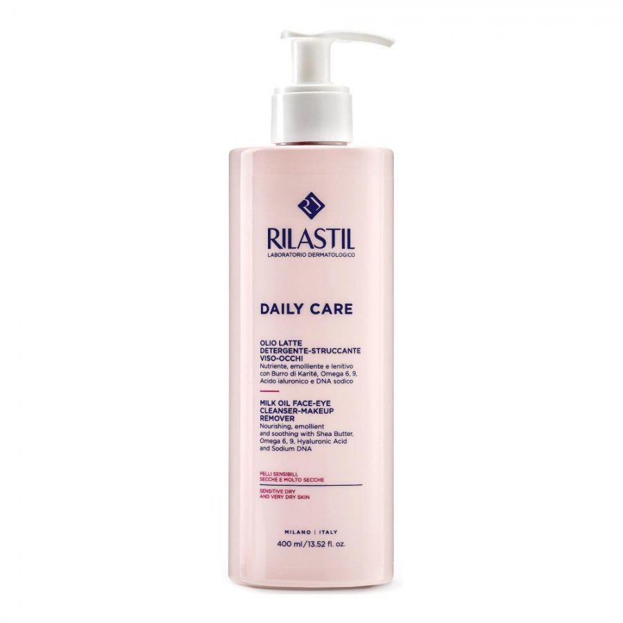 Rilastil Daily Care Olio Latte Detergente Struccante Viso/Occhi 400ml - Delicatezza e Nutrimento per Pelli Sensibili