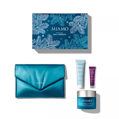 MIAMO COFANETTO PROTOCOLLO DAILY LONGEVITY 1 VITAMIN COMPLEXMILK CLEANSER 50 ML + 1 ANTI-GLYCOXIDANT MASQUE 10 ML + 1 LONGEVITY CELL-CARE SOFT SATIN CREAM 50 ML