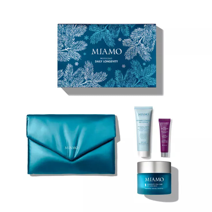 MIAMO Cofanetto Protocollo Daily Longevity: 1 Vitamin Complexmilk Cleanser 50 ml + Anti-Glycoxidant Masque 10 ml + 1 Longevity Cell-Care Soft Satin Cream 50 ml