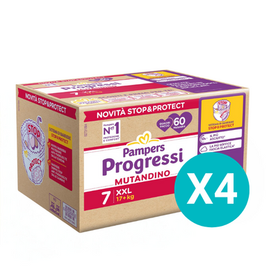 4 Confezioni Pampers Progressi Mutandino Quadri XXL Taglia 7 - 60pzx4 - Tot.240