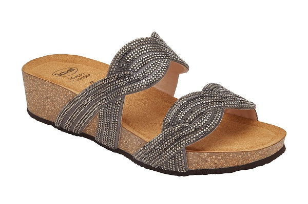 CALZATURA VEGAS 2 STRAPS MICROFIBRE+STRASS W PEWTER 37