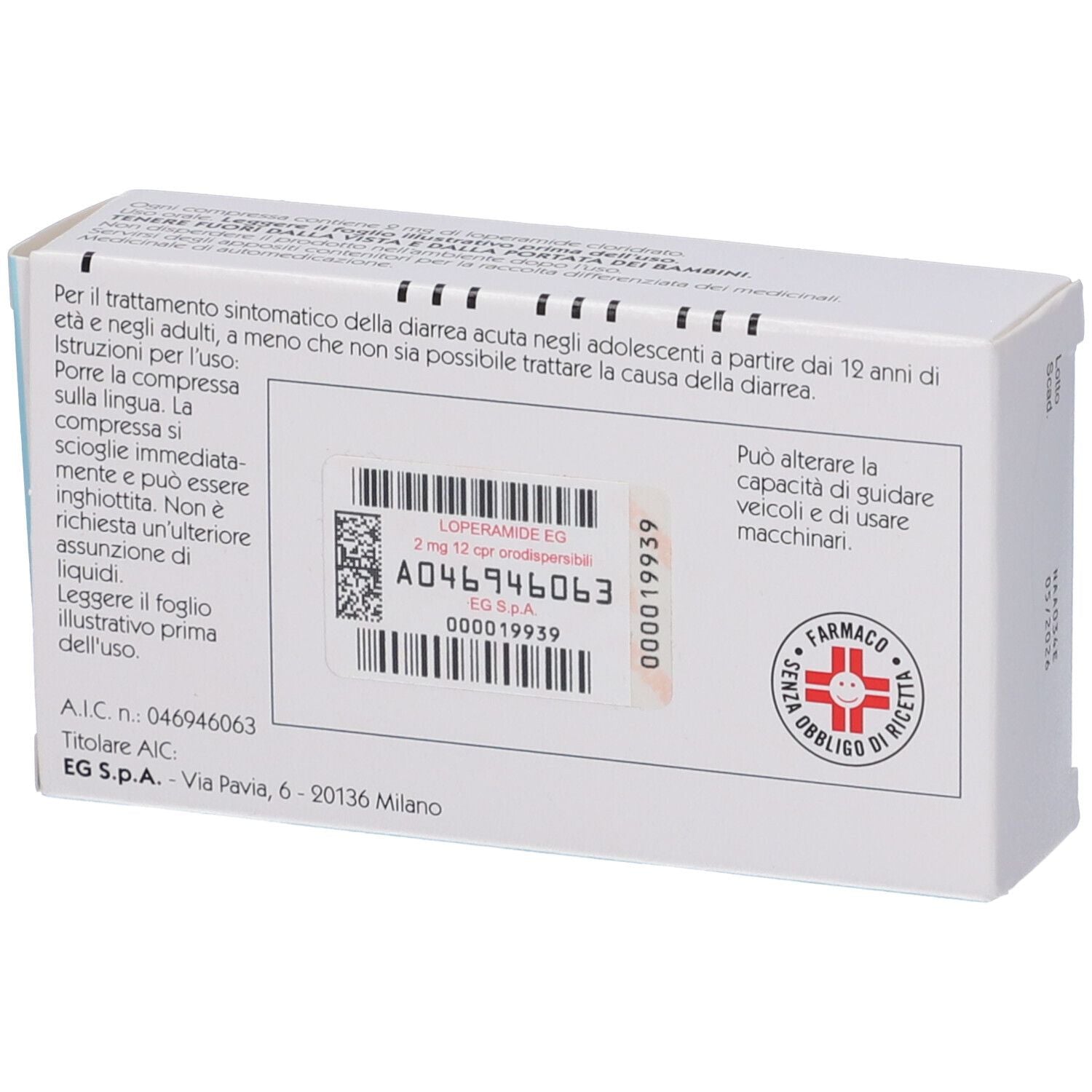LOPERAMIDE EG 2 mg 12 Compresse Orodispersibili - LOPERAMIDE EG 2 mg 12 Compresse Orodispersibili