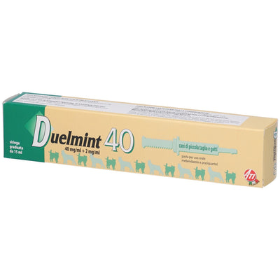 DUELMINT 40 orale pasta 1 siringa 15 ml 40 mg/ml + 2 mg/ml verde