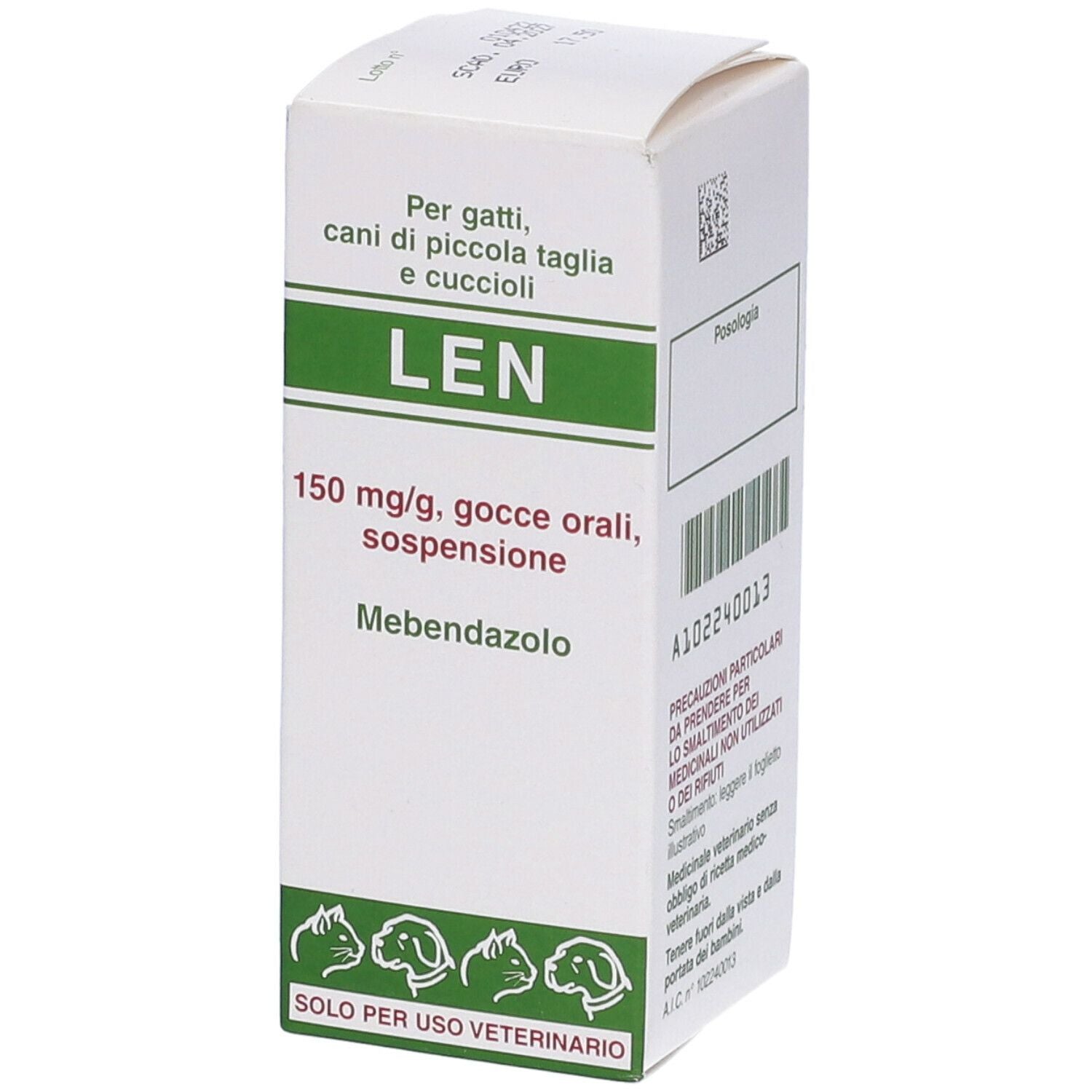 Len 150 Mg/G Gocce Orali Sospensione Per Gatti Cani Fino A 10 Kg Gatti E Cani (Cuccioli)
