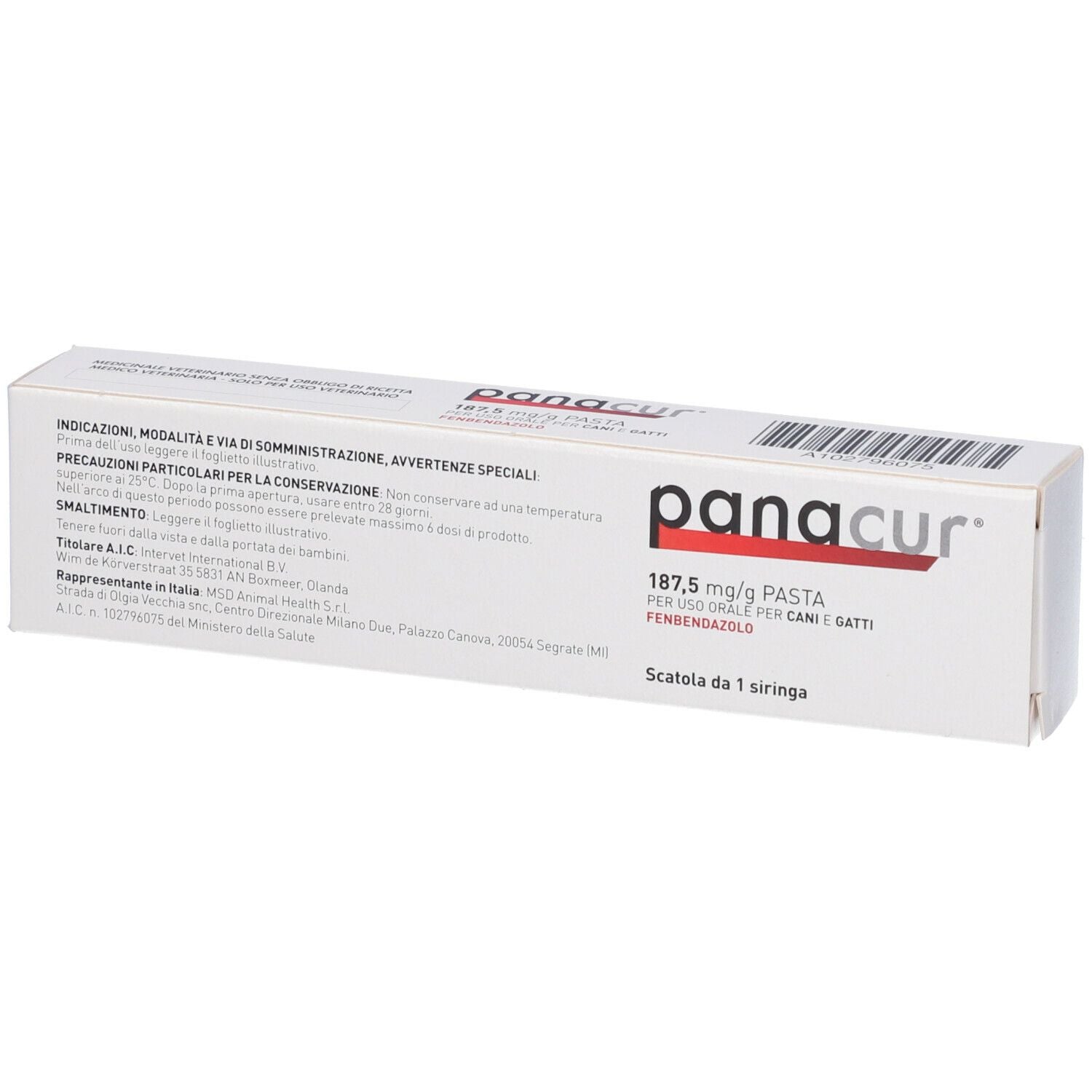 Panacur 187,5 Mg/G Pasta Per Uso Orale Per Cani E Gatti