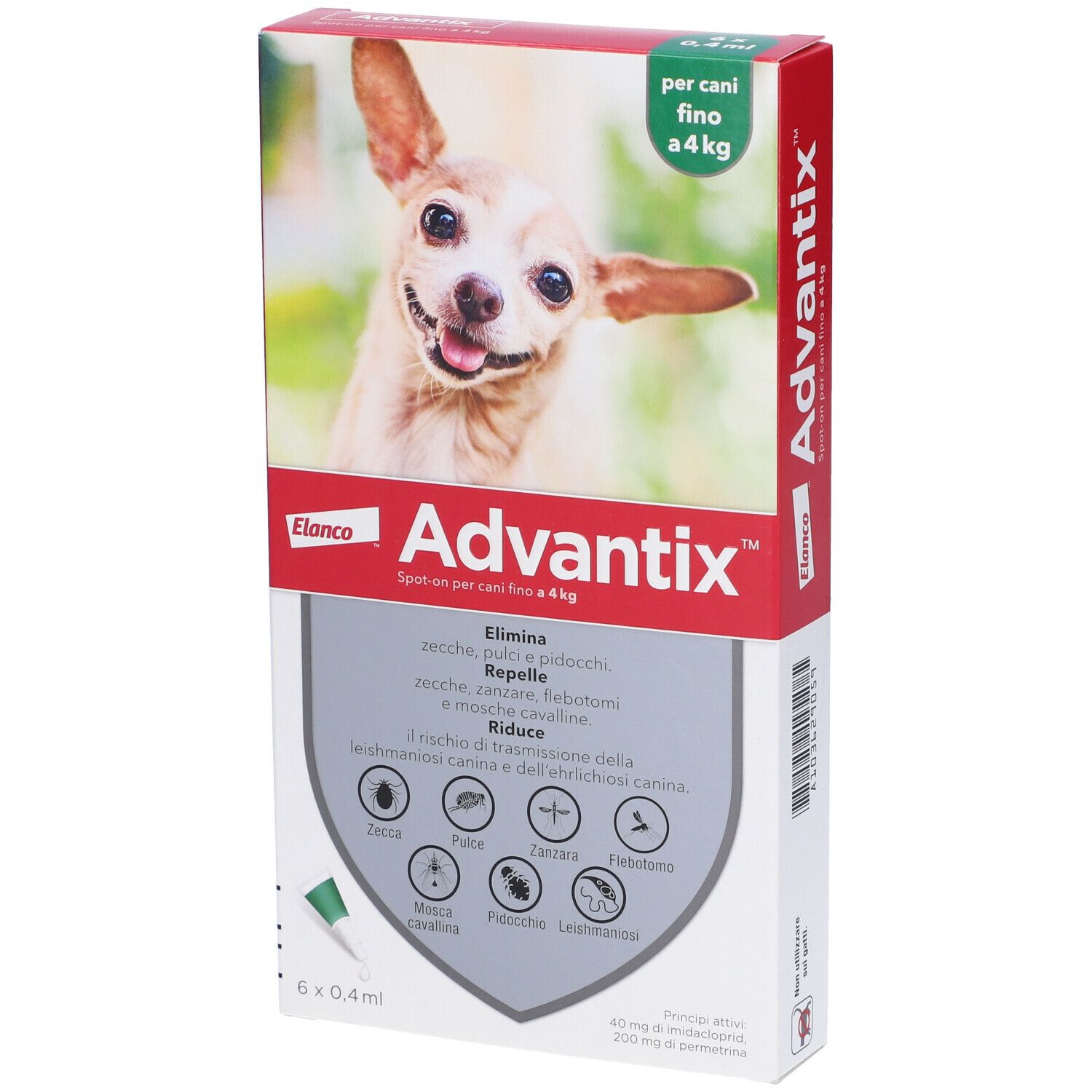 Advantix Spot-On Soluzione Pipette 0,4 ml 40 mg + 200 mg - Per Cani Fino A 4 Kg