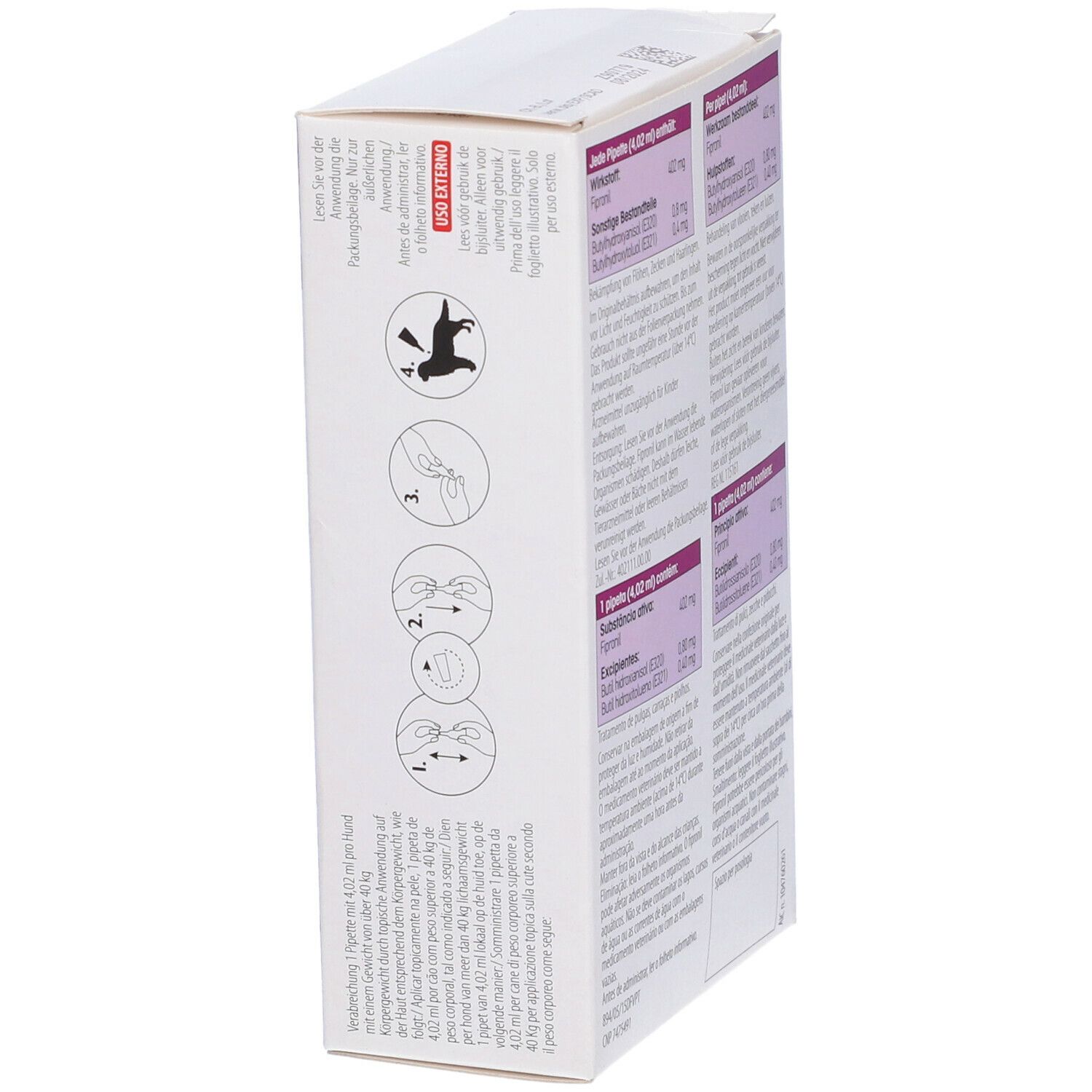 AMFLEE Spot-On Soluzione 3 pipette 4,02 ml 402 mg - Per Cani da 40 a 60 Kg