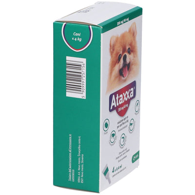 Ataxxa 200 Mg/40 Mg Soluzione Spot-On 4 Pipette 0,4 ml 40 mg + 200 mg - Per Cani Fino A 4 Kg