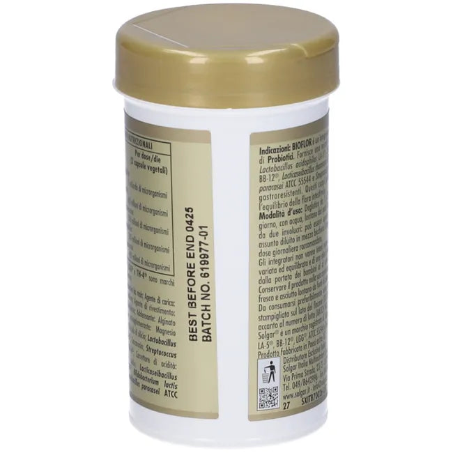 Solgar - Bioflor 60 Capsule Vegetali - Integratore Probiotico per il Benessere dell'Intestino - Solgar - Bioflor 60 Capsule Vegetali - Integratore Probiotico per il Benessere dell'Intestino