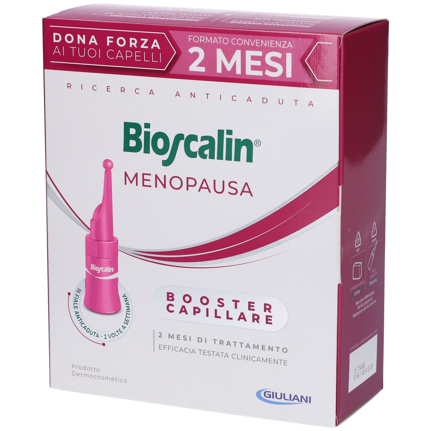 Bioscalin Menopausa Donna Trattamento Rinforzante Capelli 2 Mesi Trattamento 16 fiale