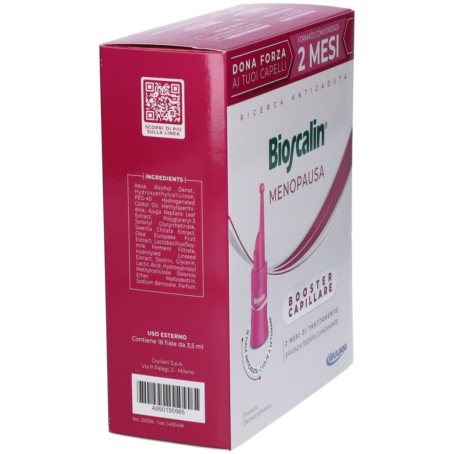 Bioscalin Menopausa Donna Trattamento Rinforzante Capelli 2 Mesi Trattamento 16 fiale