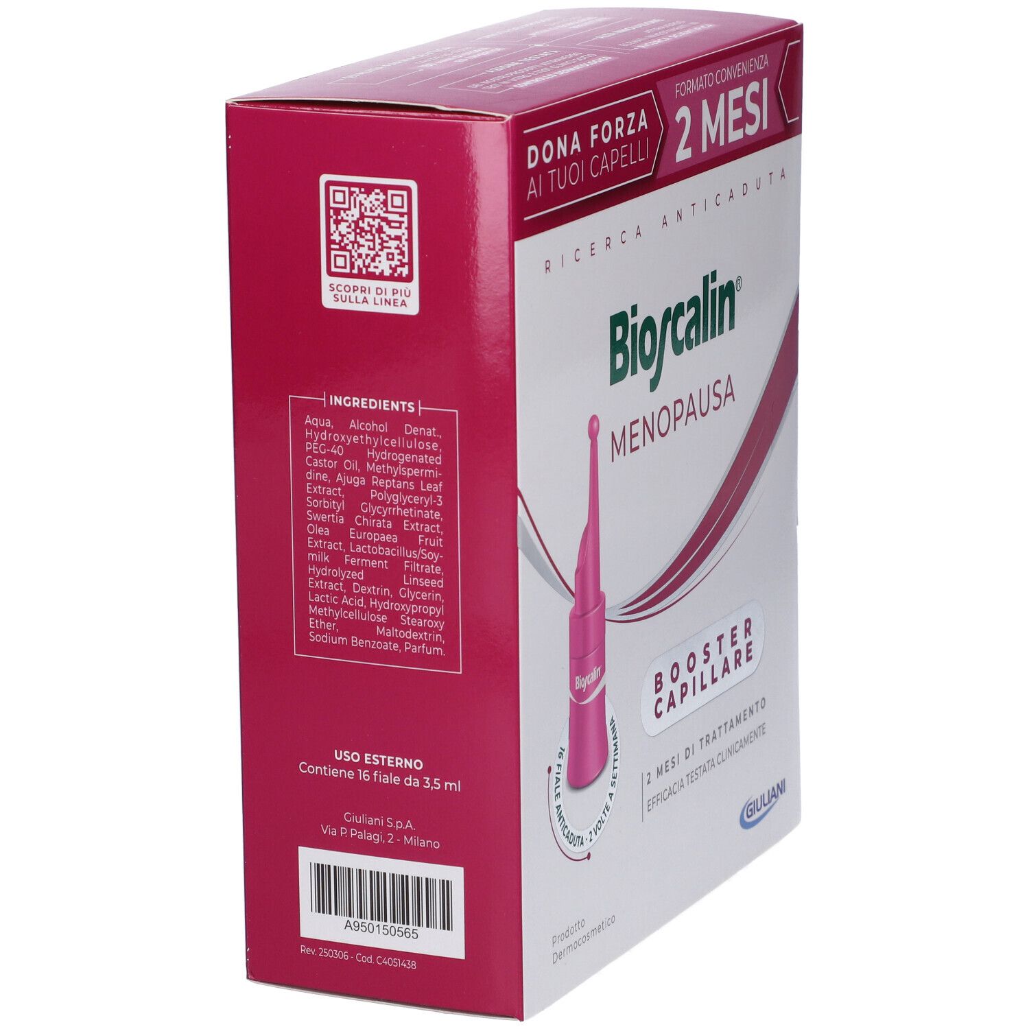 Bioscalin Menopausa Donna Trattamento Rinforzante Capelli 2 Mesi Trattamento 16 fiale
