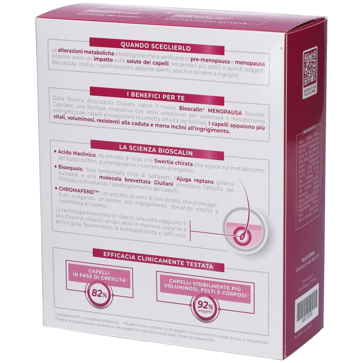 Bioscalin Menopausa Donna Trattamento Rinforzante Capelli 2 Mesi Trattamento 16 fiale