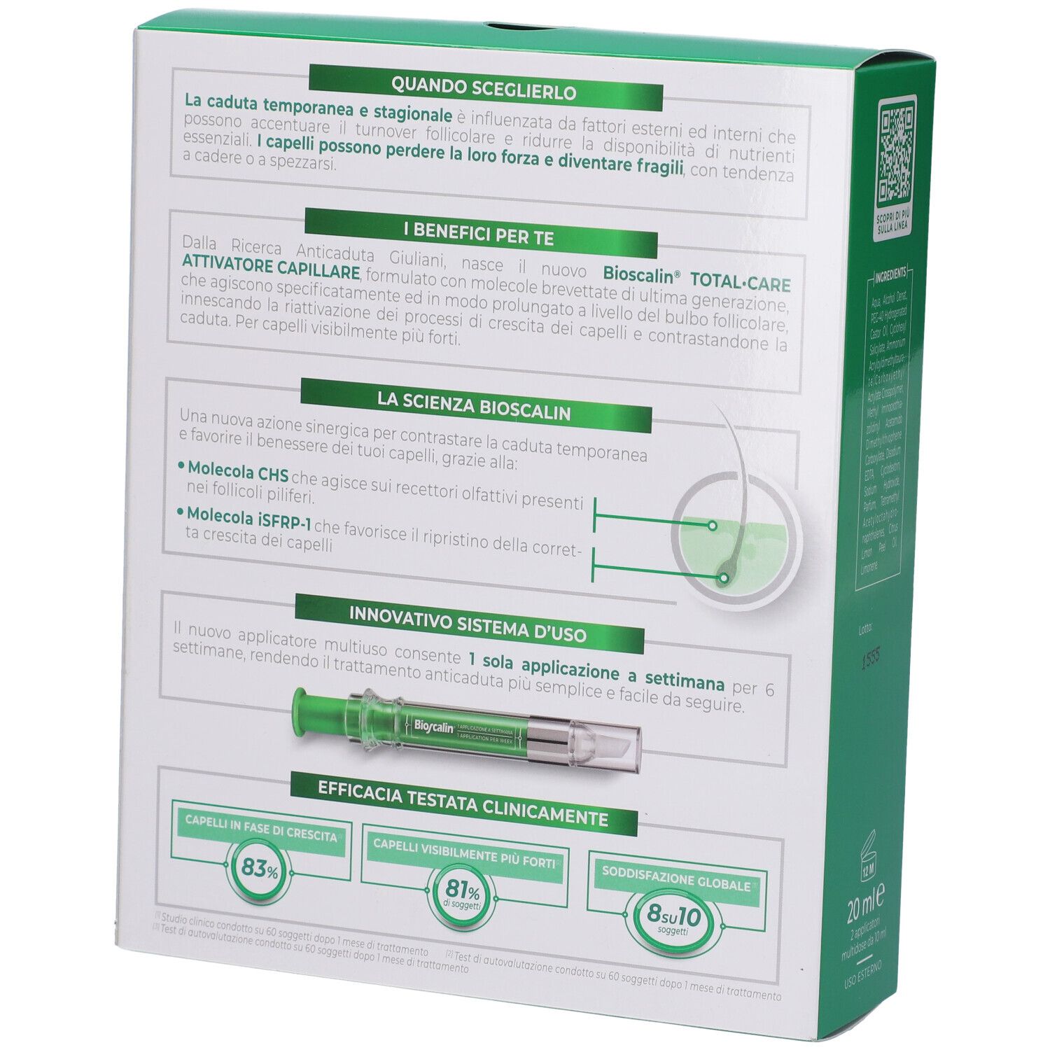 Bioscalin Attivatore Capillare 3 Mesi Trattamento Total Care 10ml+1 refill