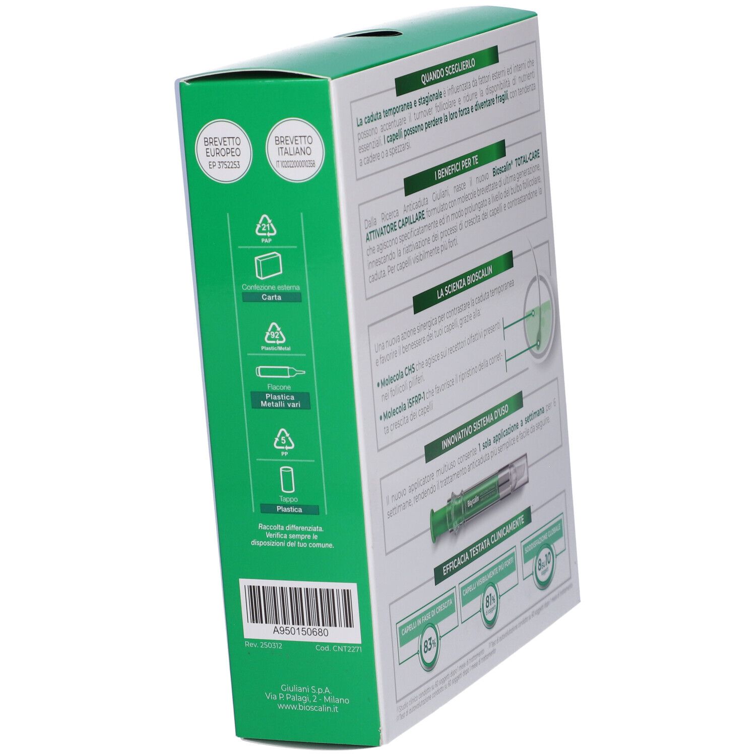 Bioscalin Attivatore Capillare 3 Mesi Trattamento Total Care 10ml+1 refill