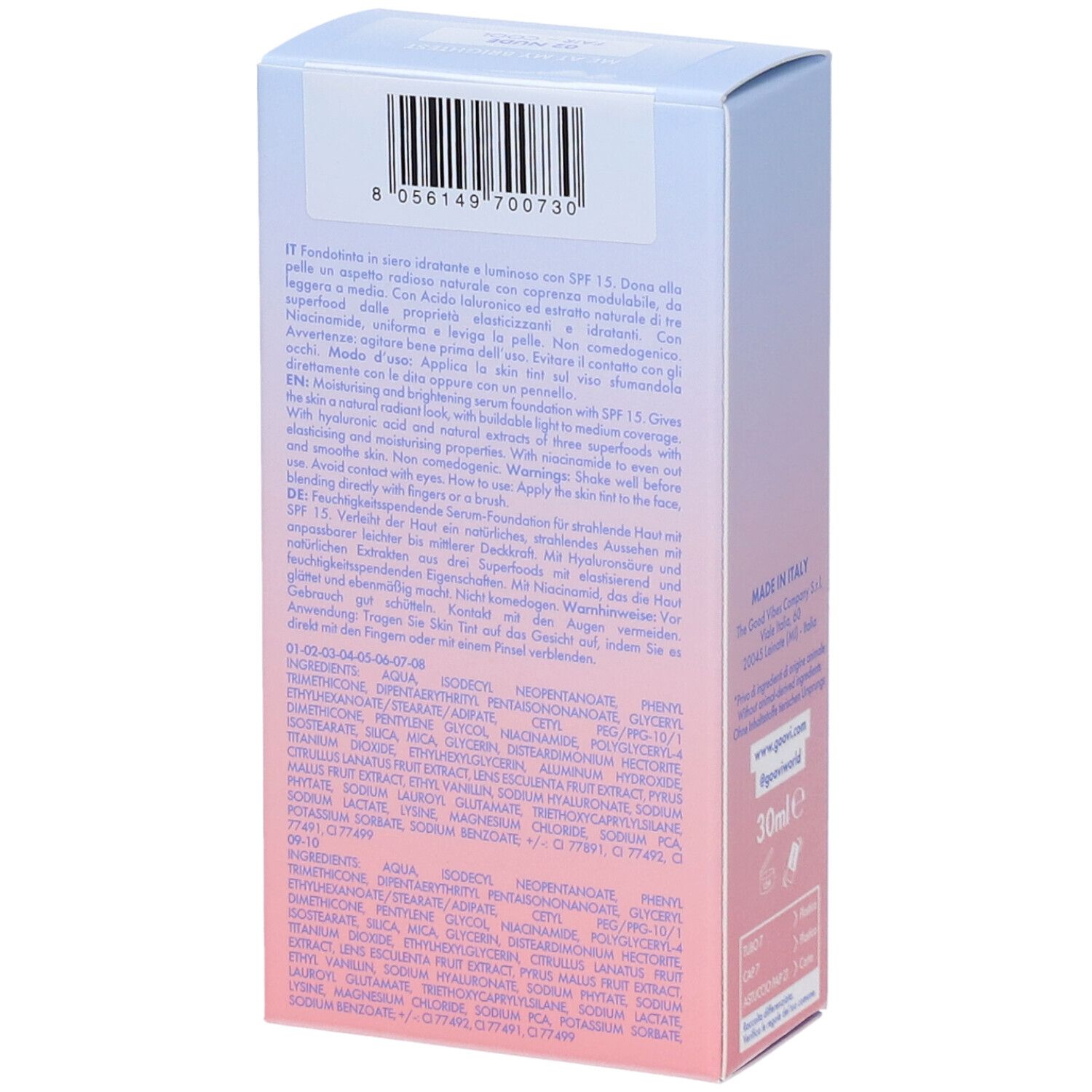 Goovi Me At My Brightest Siero Skin Tint SPF15 Tonalità 02 Nude - Goovi Me At My Brightest Siero Skin Tint SPF15 Tonalità 02 Nude
