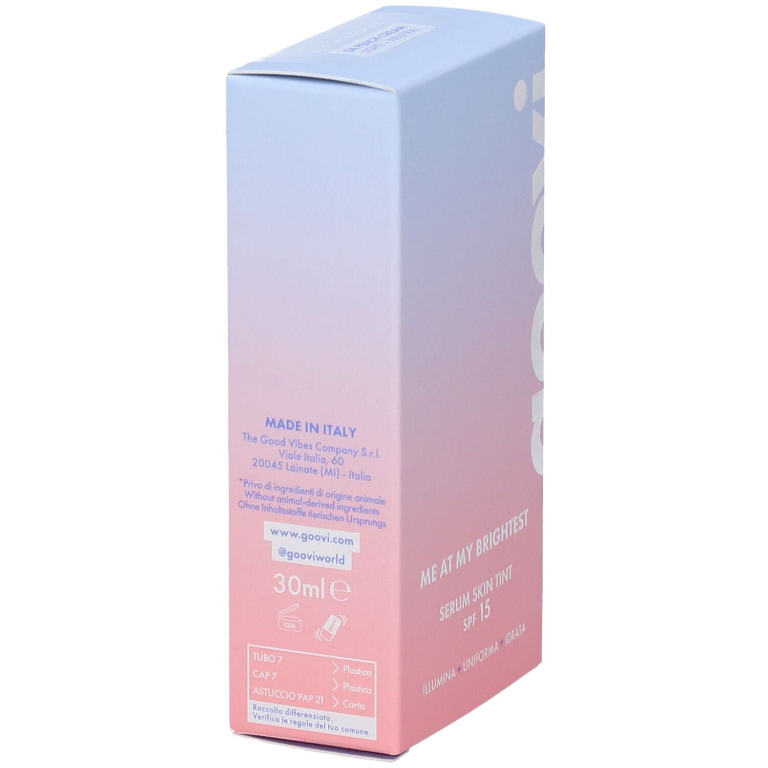 Goovi Me At My Brightest Siero Skin Tint SPF15 Tonalità 04 Peach Cream