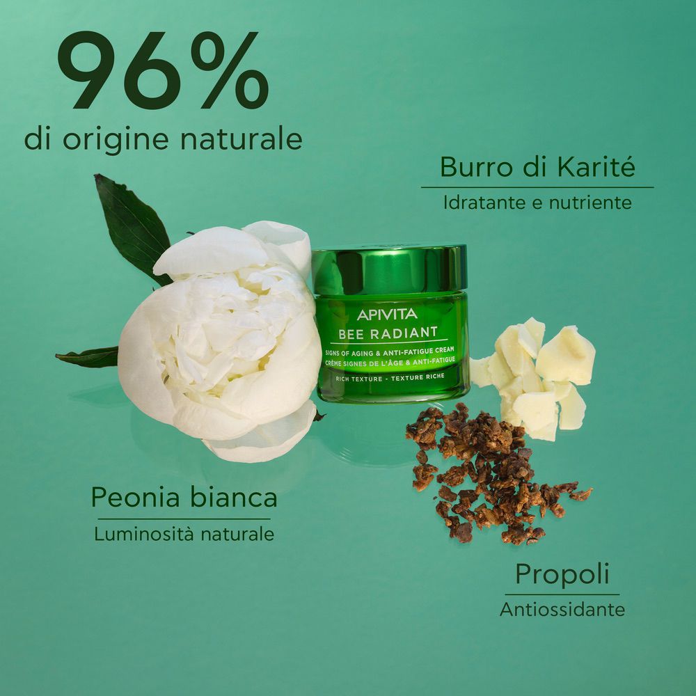 APIVITA Bee Radiant Crema Segni dell'età e Anti-Fatica - Texture Ricca 50 ML