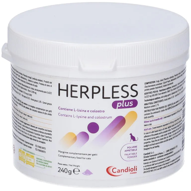 Herpless Plus Polvere 240 G - Per Gatti - Herpless Plus Polvere 240 G - Per Gatti