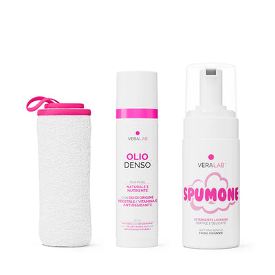 Veralab Kit Doppia Detersione TRAVEL 1 olio denso 30ml +1 spumone 50 ml