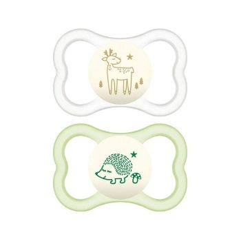 Mam - Air Night Animal Succhietto In Silicone 6M+ Neutro Confezione 2 Pezzi