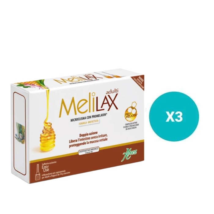 3 Confezioni - Aboca Melilax Adulti - Tot. 18 Microclismi - 3 Confezioni - Aboca Melilax Adulti - Tot. 18 Microclismi