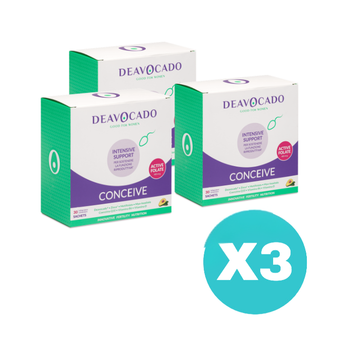 3 Conf. Deavocado Conceive Integratore Fertilità Femminile - Tot. 90 Bustine