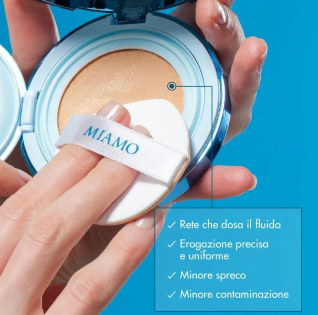 MIAMO Second Skin Mesh Fondotinta Cushion con SPF50 Colore Dune 13,5g