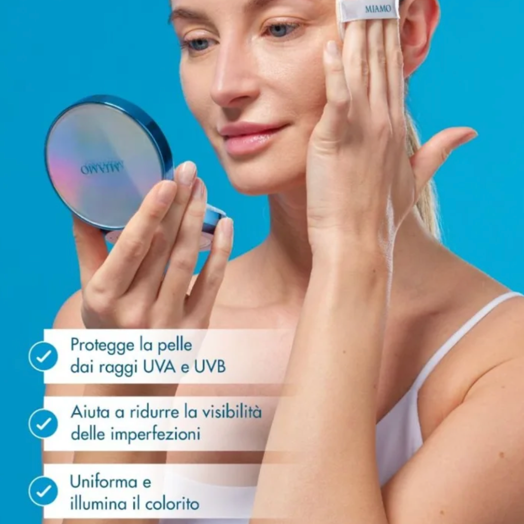 MIAMO Second Skin Mesh Fondotinta Cushion con SPF50 Colore Ivory 13,5g