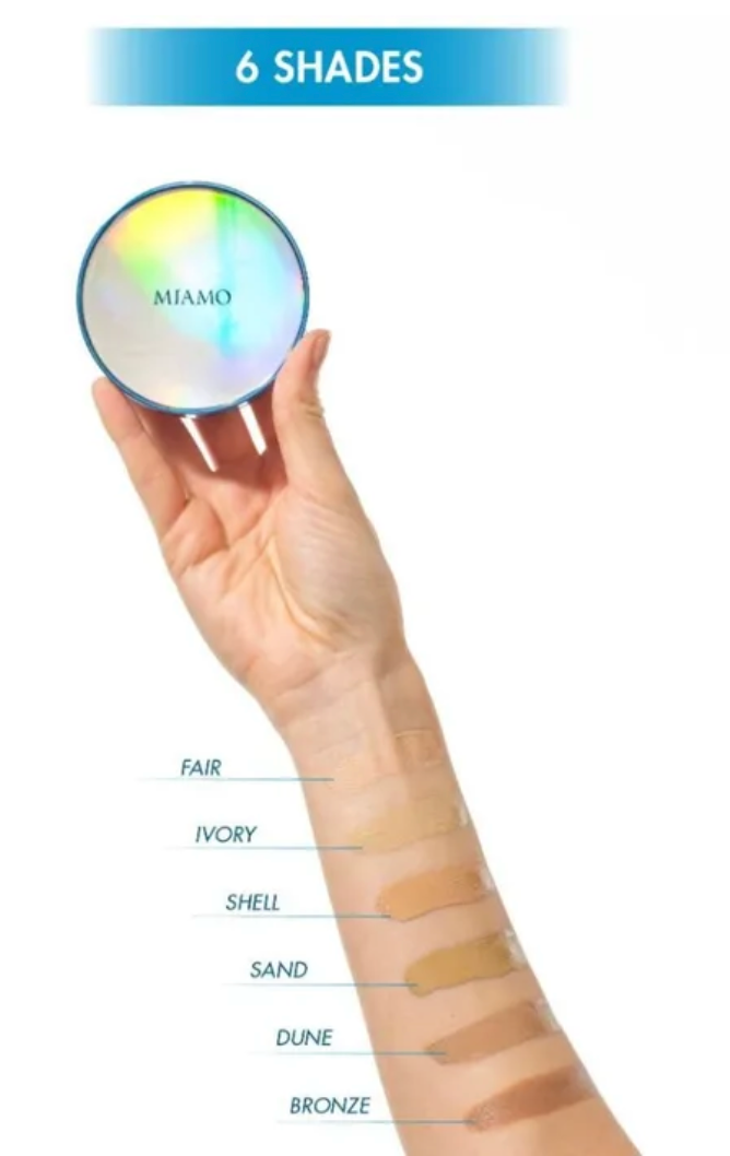 MIAMO Second Skin Mesh Fondotinta Cushion con SPF50 Colore Sand 13,5g